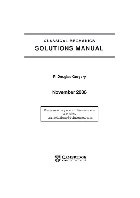 R Douglas Gergory Classical Mechanics Solutions