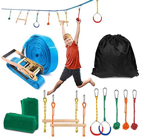 Ninja Obstacle Course Kit With 7 Hanging Swing Obstacles Warrior Training With