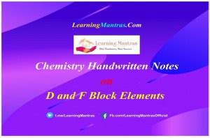 D And F Block Elements Handwritten Notes Pdf For Class 12