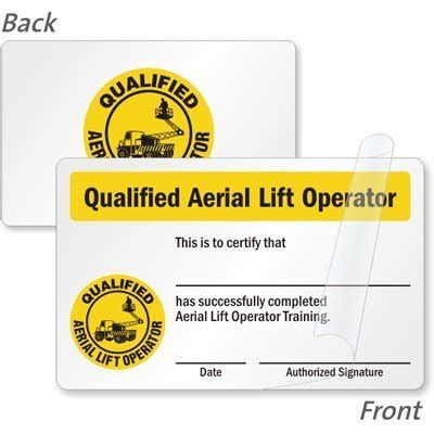 Smartsign Quotqualified Aerial Lift Operator Trainingquot Certificate Wallet Card 2125